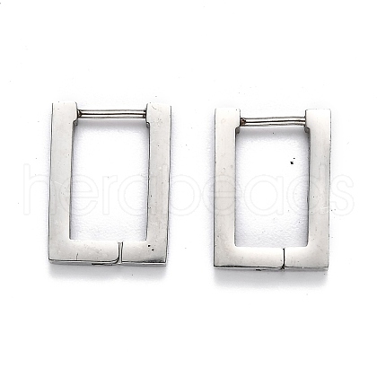 Tarnish Resistant 304 Stainless Steel Rectangle Huggie Hoop Earrings STAS-J033-10A-P-1