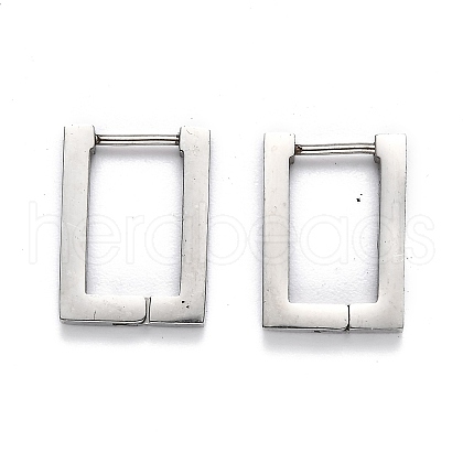 304 Stainless Steel Rectangle Huggie Hoop Earrings STAS-J033-10A-P-1