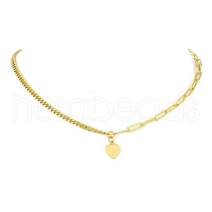 Brass Pendant Necklaces with Curb & Paperclip Chains NJEW-JN04608-01-1