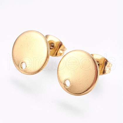 Ion Plating(IP) 304 Stainless Steel Stud Earring Findings STAS-G178-01G-10mm-1