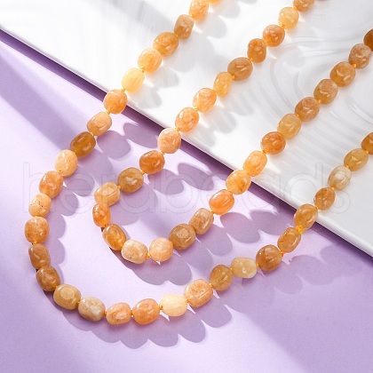 Natural Dyed Malaysia Jade Tumble Stone Nuggets Beaded Long Necklaces for Women NJEW-F340-A02-1