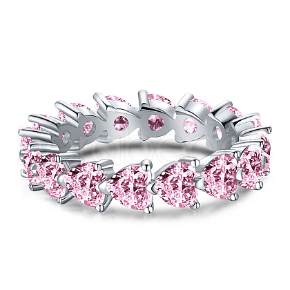 Rhodium Plated 925 Sterling Silver Pave Cubic Zirconia Finger Ring RJEW-F150-03B-03P-1