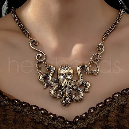 Bohemian Octopus Alloy Crystal Rhinestone Pendant Necklaces FS-WG0239D-01-1