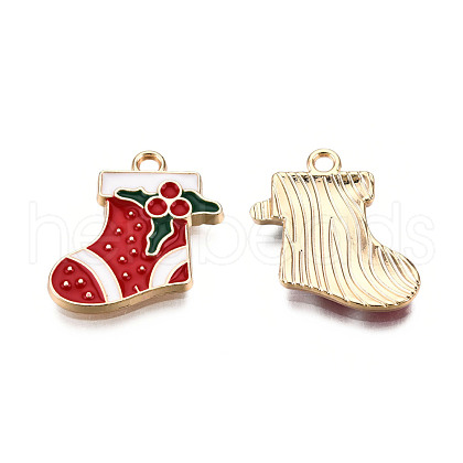 Golden Plated Alloy Enamel Pendants X-ENAM-T009-93-RS-1