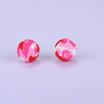 Printed Round Silicone Focal Beads SI-JX0056A-13-1