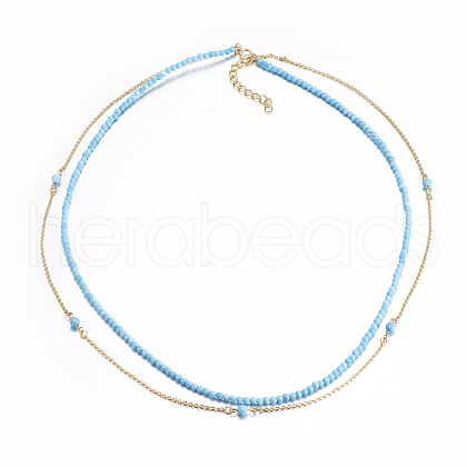 Faceted Synthetic Turquoise Tiered Necklaces NJEW-F212-06C-1