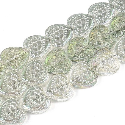 Electroplate Transparent Glass Beads Strands EGLA-N017-04C-1