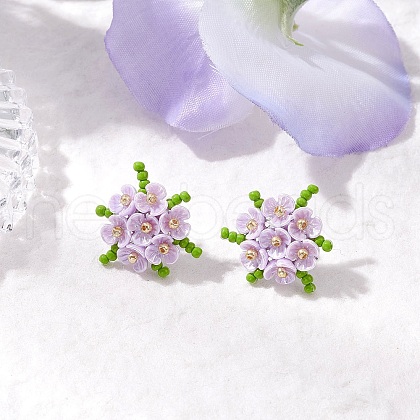 304 Stainless Steel Flower Stud Earrings EJEW-MZ00457-02-1