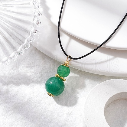 Natural Green Aventurine Gourd Pendant Necklaces NJEW-JN05246-04-1