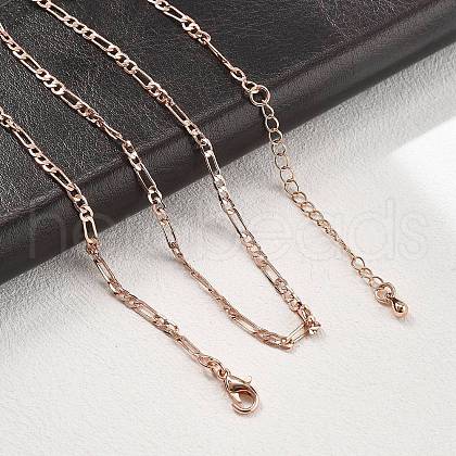 Brass Figaro Chains Necklaces for Women NJEW-D302-29RG-1