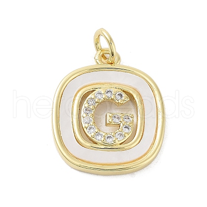 Rack Plating Brass Micro Pave Clear Cubic Zirconia Pendants KK-E102-33G-G-1