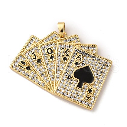 Brass Micro Pave Cubic Zirconia and Enamel Pendants KK-Q098-17G-A-1