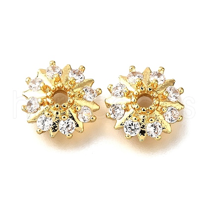 Flat Round Brass Micro Pave Cubic Zirconia Spacer Beads KK-L230-10G-1