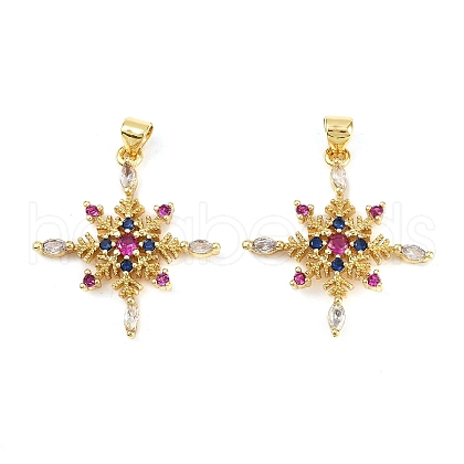 Brass Micro Pave Cubic Zirconia Pendants KK-S526-45G-1