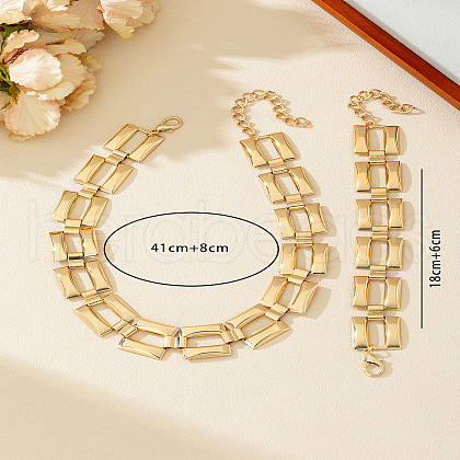 Fashionable Hip Hop Alloy Cuban Link Chain Bracelets & Necklaces Sets FS-WGBA45B-02-1