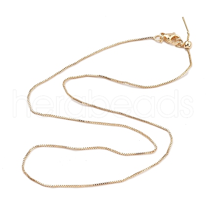 1mm Rack Plating Brass Box Chain Adjustable Slider Necklaces for Women Men MAK-L044-56KCG-1