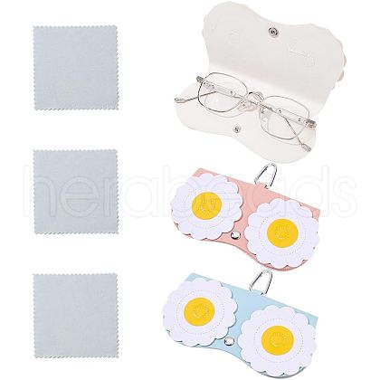  3Pcs Portable PU Imitation Leather Glasses Bag AJEW-NB0003-35-1