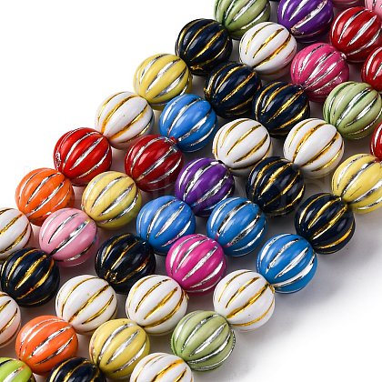 Grooved Resin Beads Strands RESI-M023-01G-G-1