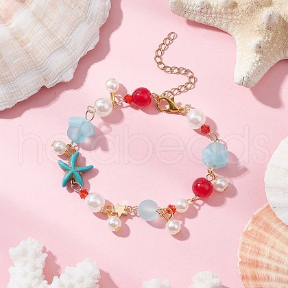 Dyed Synthetic Turquoise Beads Charm Bracelets BJEW-JB11852-02-1