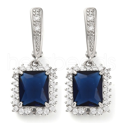Brass Pave Cubic Zirconia Rectangle Hoop Earrings for Women EJEW-I304-29P-08-1
