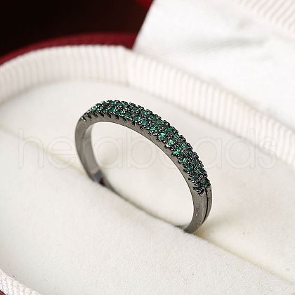 Brass Micro Pave Cubic Zirconia Finger Rings for Women FS-WG59B22-15-1