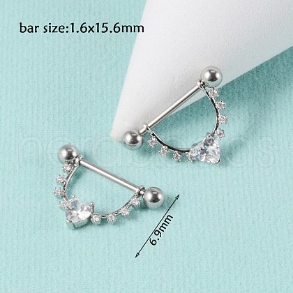 304 Stainless Steel Clear Cubic Zirconia Nipple Stirrup WG32E94-20-1