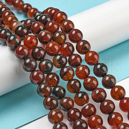 Natural Agate Round Bead Strands G-R197-8mm-1