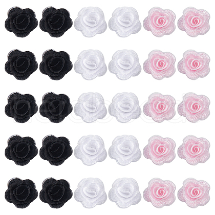 Gorgecraft 30Pcs 3 Styles 3D Rose Flower Polyester Computerized Embroidered Ornament Accessories FIND-GF0006-03B-1