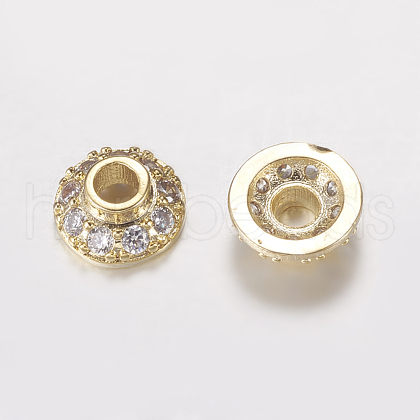 Brass Micro Pave Cubic Zirconia Bead Cap ZIRC-G122-49G-RS-1