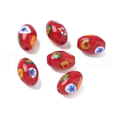 Handmade Millefiori Glass Beads LAMP-U004-02F-1