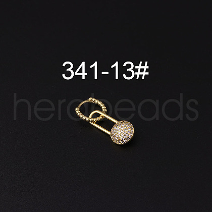 Brass Micro Pave Clear Cubic Zirconia Dangle Hoop Cartilage Earrings WG676EA-13-1