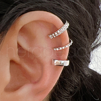 3Pcs Alloy Crystal Rhinestone Cuff Earring Set for Women WG4401A-05-1