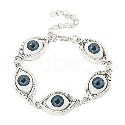 Retro Eye Alloy & Resin Link Bracelets for Women BJEW-G705-01AS-1
