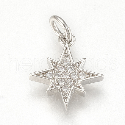 Brass Micro Pave Cubic Zirconia Charms ZIRC-Q015-041P-1