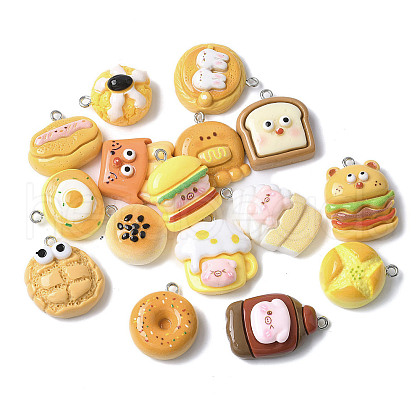 16Pcs 16 Styles Opauqe Resin Pendants RESI-V001-03-1