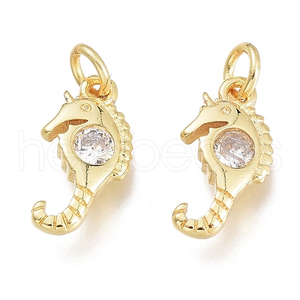 Brass Micro Pave Clear Cubic Zirconia Charms KK-M206-36G-1