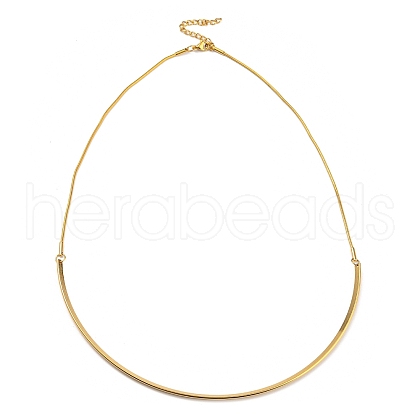PVD Vacuum Plating 202 Stainless Steel Curved Bar Pendant Necklace with Round Snake Chains for Women NJEW-H011-02G-1