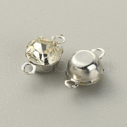 Brass Clear Cubic Zirconia Connector Charms RB-WH0005-002D-P-1