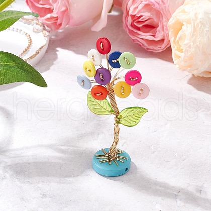 Resin Button Tree of Life Decorations PALLOY-JF03414-04-1