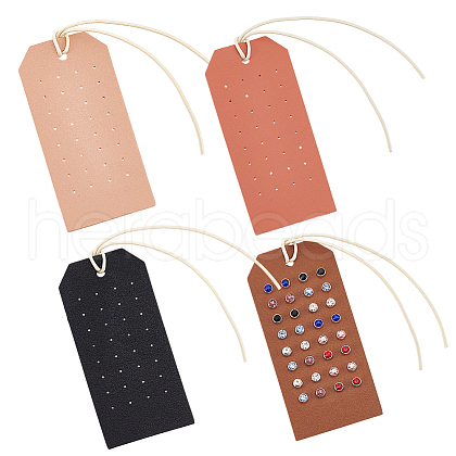 Olycraft 4Pcs 4 Colors Portable PU Leather Earring Display Cards EDIS-OC0001-04-1