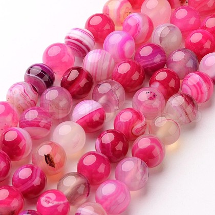 Natural Striped Agate/Banded Agate Beads Strands G-D845-01C-10mm-1