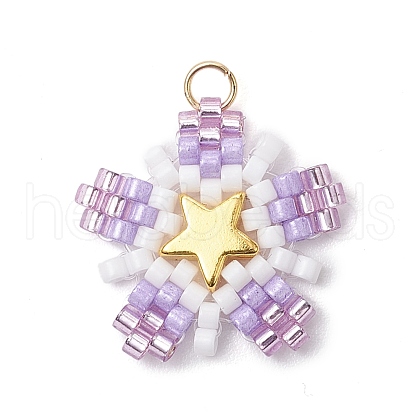 Glass Seed Beaded Star Pendants PALLOY-MZ00641-04-1