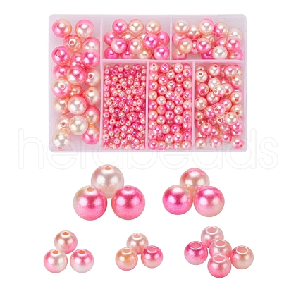497Pcs 5 Style Rainbow ABS Plastic Imitation Pearl Beads OACR-YW0001-07D-1