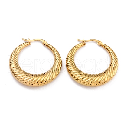 Ion Plating(IP) 304 Stainless Steel Hoop Earrings X-EJEW-O096-36G-1