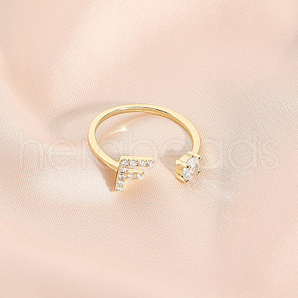 Fashionable Brass Cubic Zirconia Cuff Rings FS-WG4936F-16-1