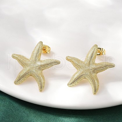 Brass Stud Earrings EJEW-R032-06G-1