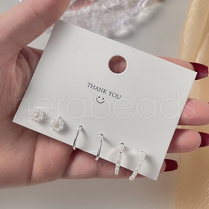 3 Pairs Anti-Tarnish Exquisite 925 Sterling Silver Stud Earrings Sets for Girls Women WG93702-21-1