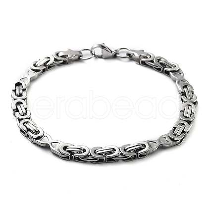 304 Stainless Steel Byzantine Chain Bracelet BJEW-Z023-18P-1