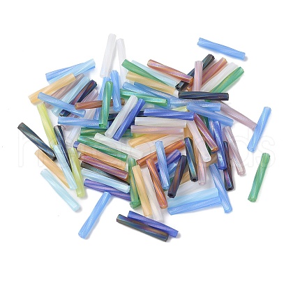 83Pcs 5G Opaque Frosted Glass Twisted Bugle Beads GLAA-V001-01-1