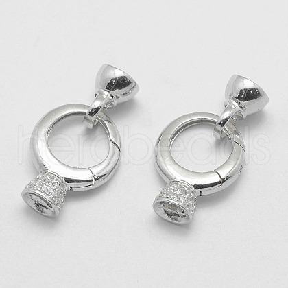 Anti-Tarnish Rhodium Plated 925 Sterling Silver Key Clasps STER-E056-048P-1